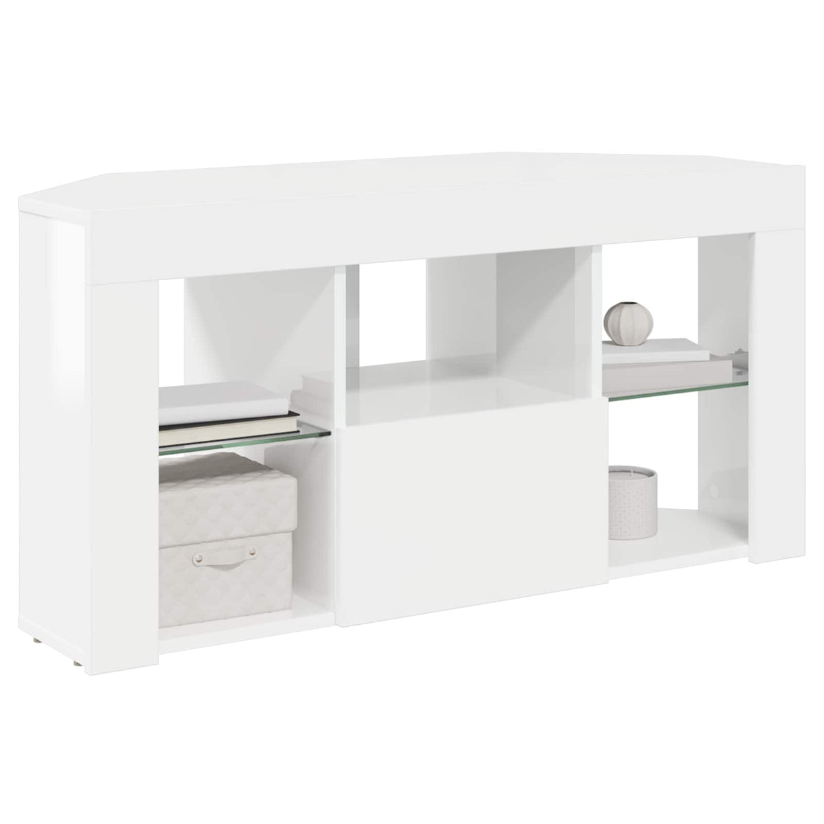 vidaXL Corner LED TV Cabinet 100 x 40 x 50 cm High gloss White