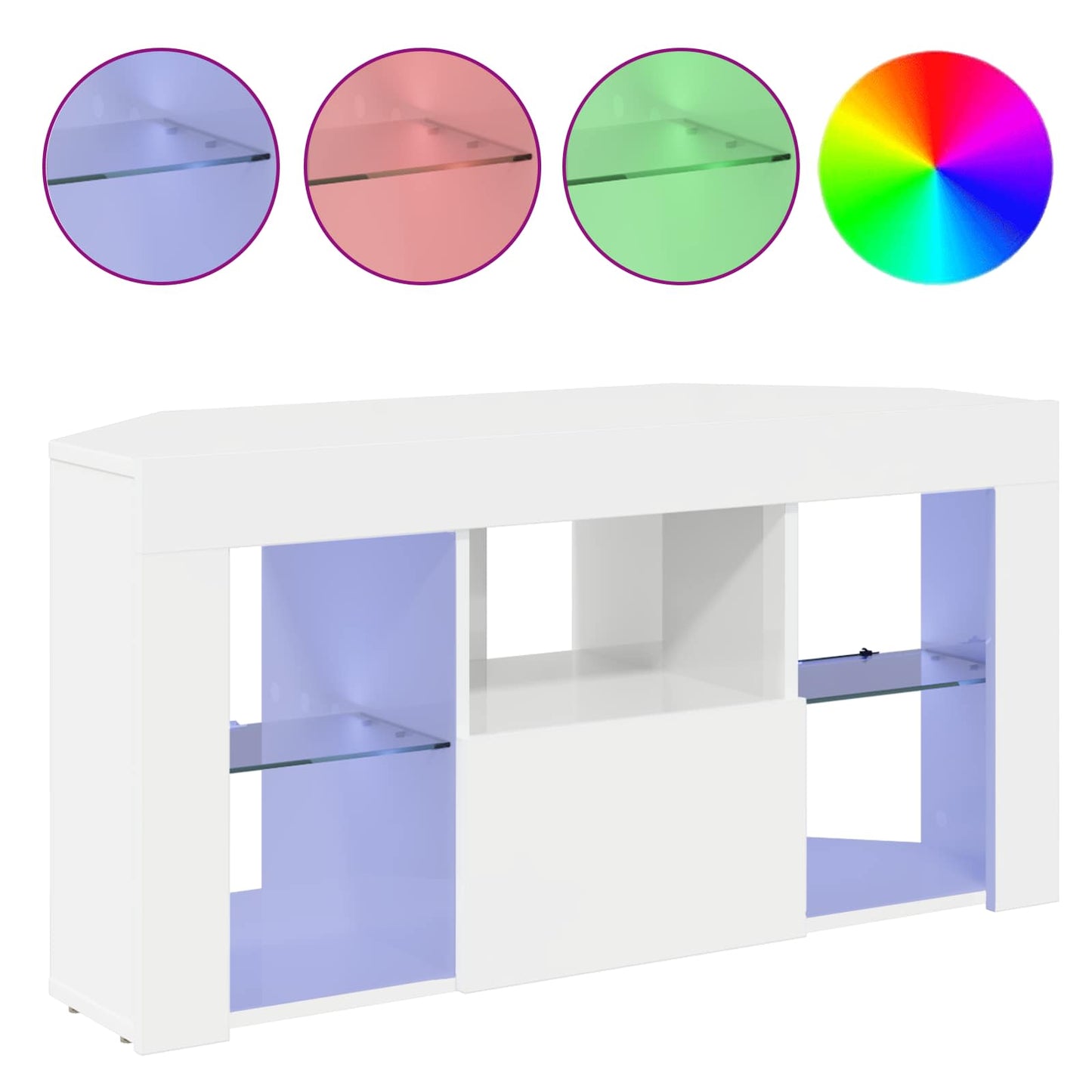 vidaXL Corner LED TV Cabinet High gloss White 100 x 40 x 50 cm