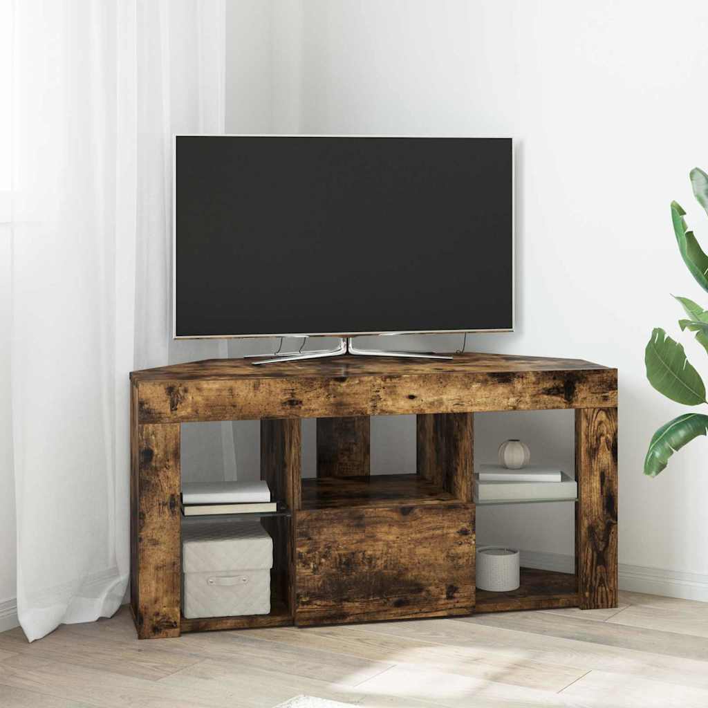 vidaXL Corner LED TV Cabinet 100 x 40 x 50 cm Smoked Oak