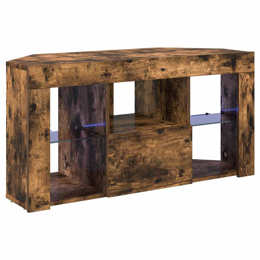 vidaXL Corner LED TV Cabinet 100 x 40 x 50 cm Smoked Oak