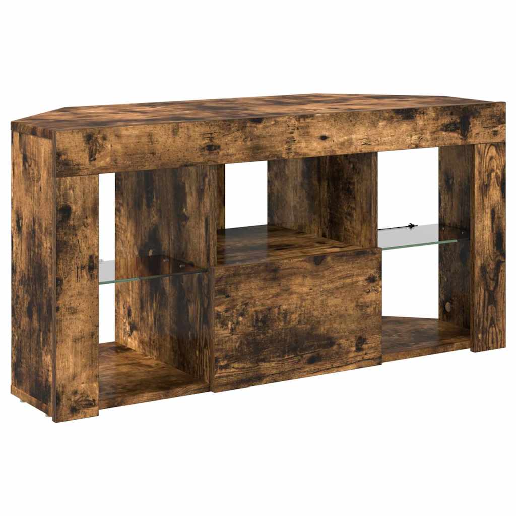 vidaXL Corner LED TV Cabinet 100 x 40 x 50 cm Smoked Oak