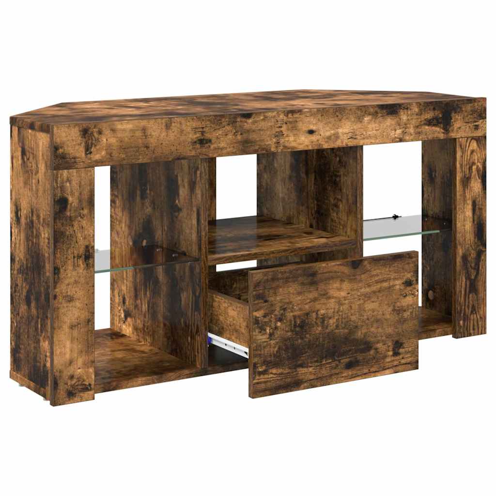 vidaXL Corner LED TV Cabinet 100 x 40 x 50 cm Smoked Oak