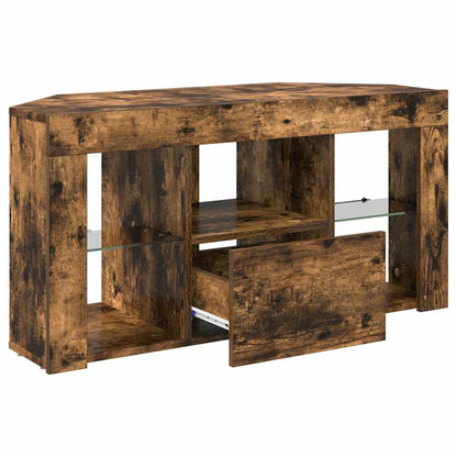 vidaXL Corner LED TV Cabinet 100 x 40 x 50 cm Smoked Oak