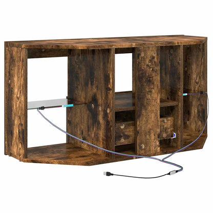 vidaXL Corner LED TV Cabinet 100 x 40 x 50 cm Smoked Oak