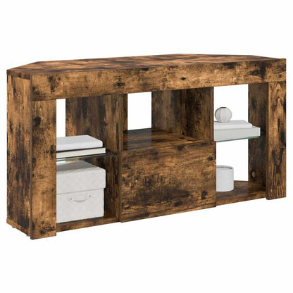 vidaXL Corner LED TV Cabinet 100 x 40 x 50 cm Smoked Oak