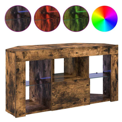 vidaXL Corner LED TV Cabinet 100 x 40 x 50 cm Smoked Oak