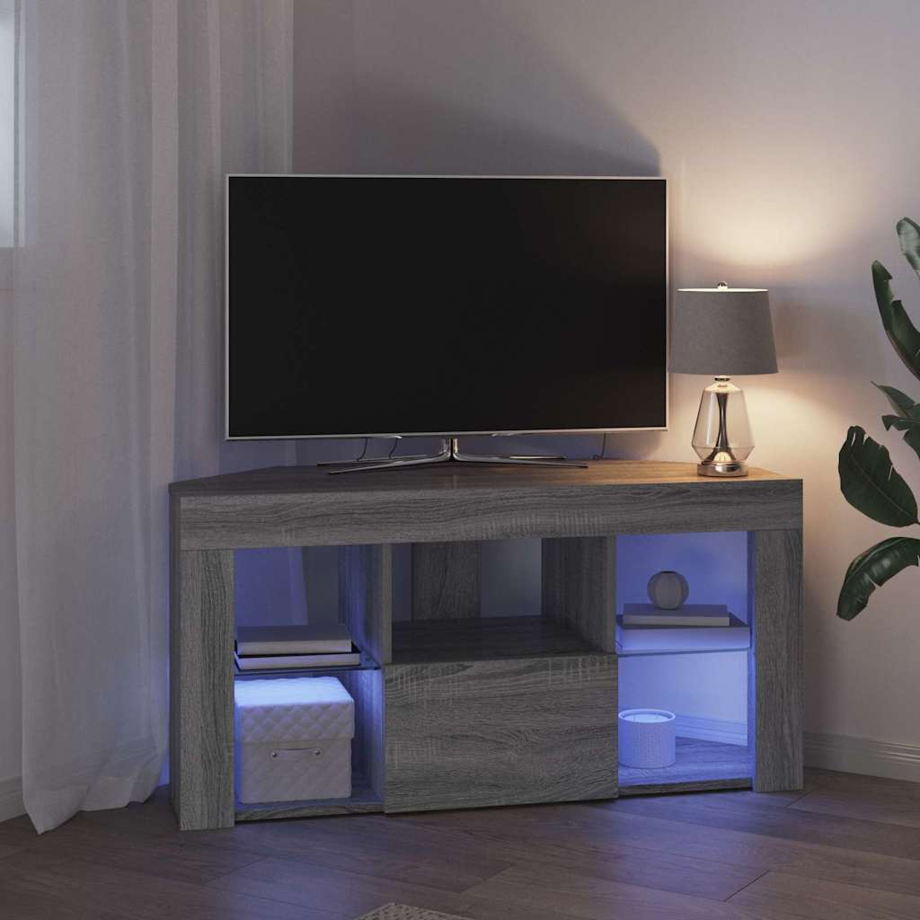 vidaXL Corner LED TV Cabinet 100 x 40 x 50 cm Grey Sonoma