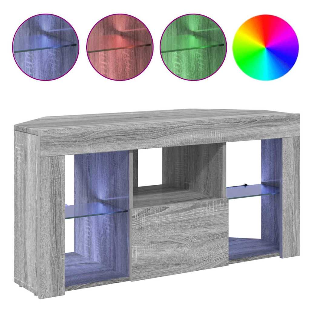 vidaXL Corner LED TV Cabinet 100 x 40 x 50 cm Grey Sonoma