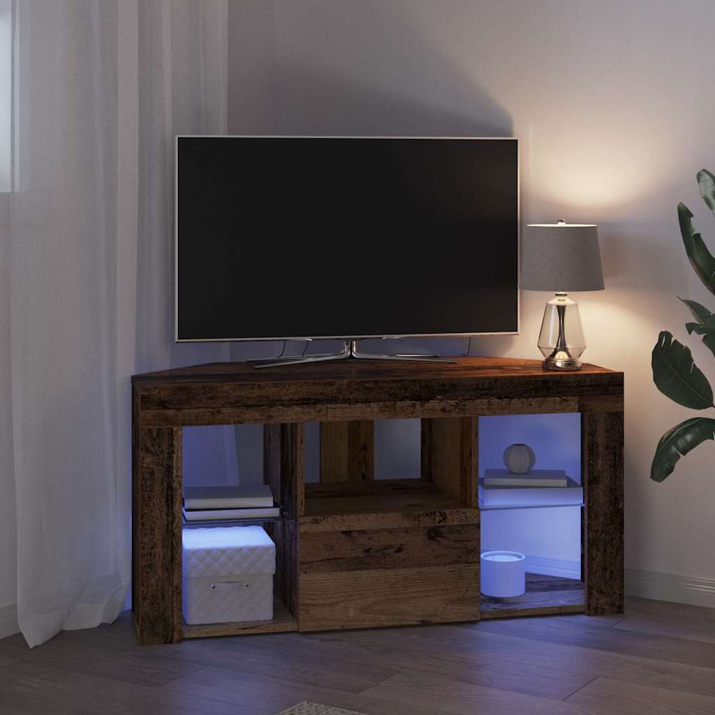 vidaXL Corner LED TV Cabinet 100 x 40 x 50 cm Old Wood Engineered Wood