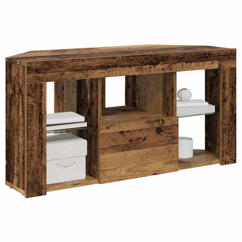 vidaXL Corner LED TV Cabinet 100 x 40 x 50 cm Old Wood Engineered Wood