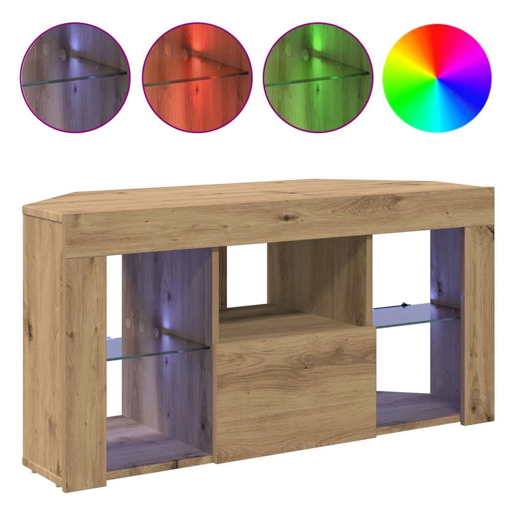 vidaXL Corner LED TV Cabinet 100 x 40 x 50 cm Artisan Oak