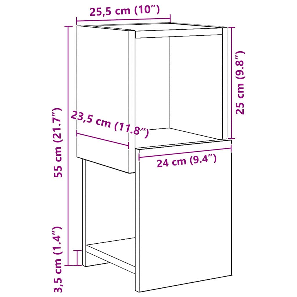 vidaXL Corner Cabinet 25.5x25x55cm Engineered Wood Concrete Grey