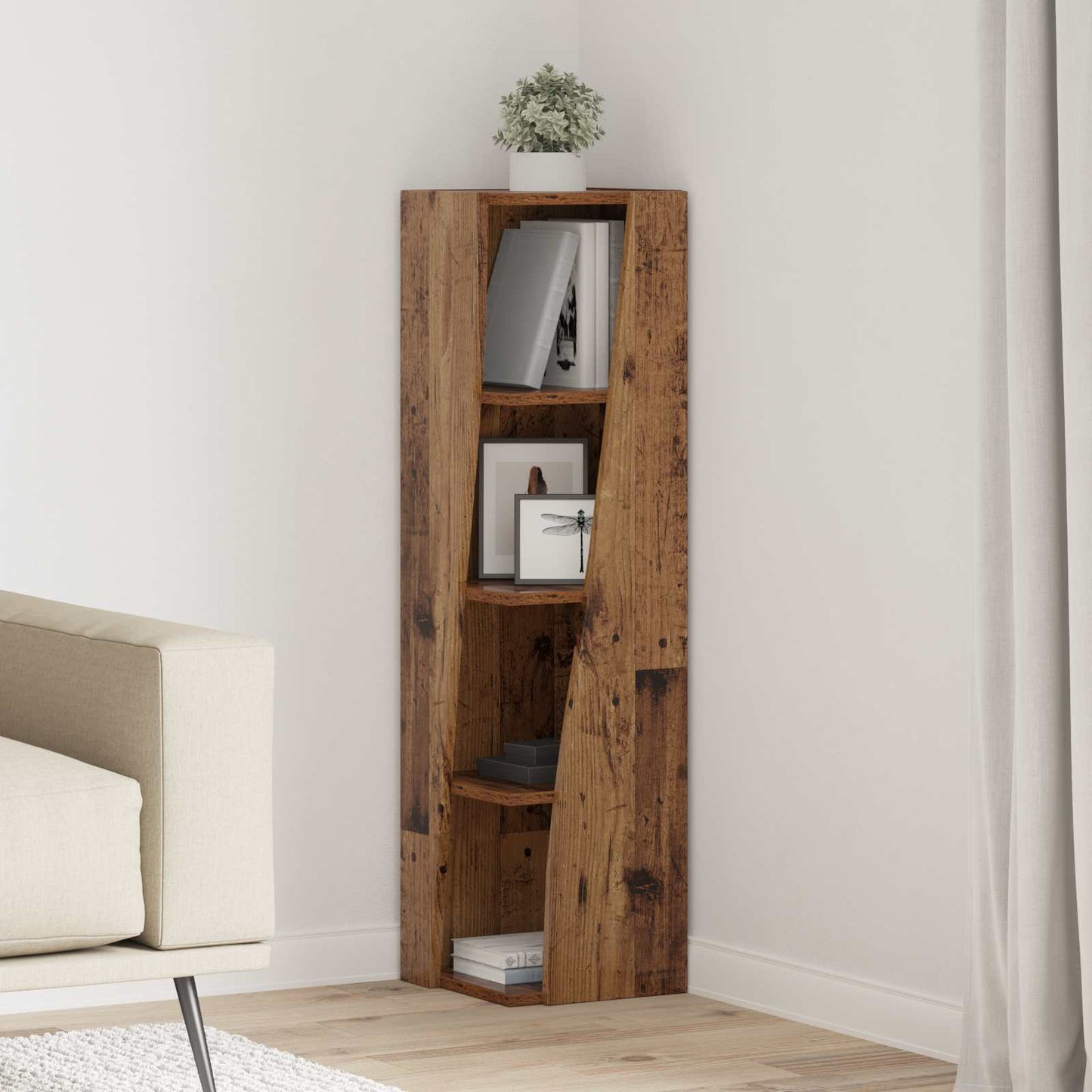 vidaXL Corner Cabinet Old Wood 27.5x27x102cm Engineered Wood