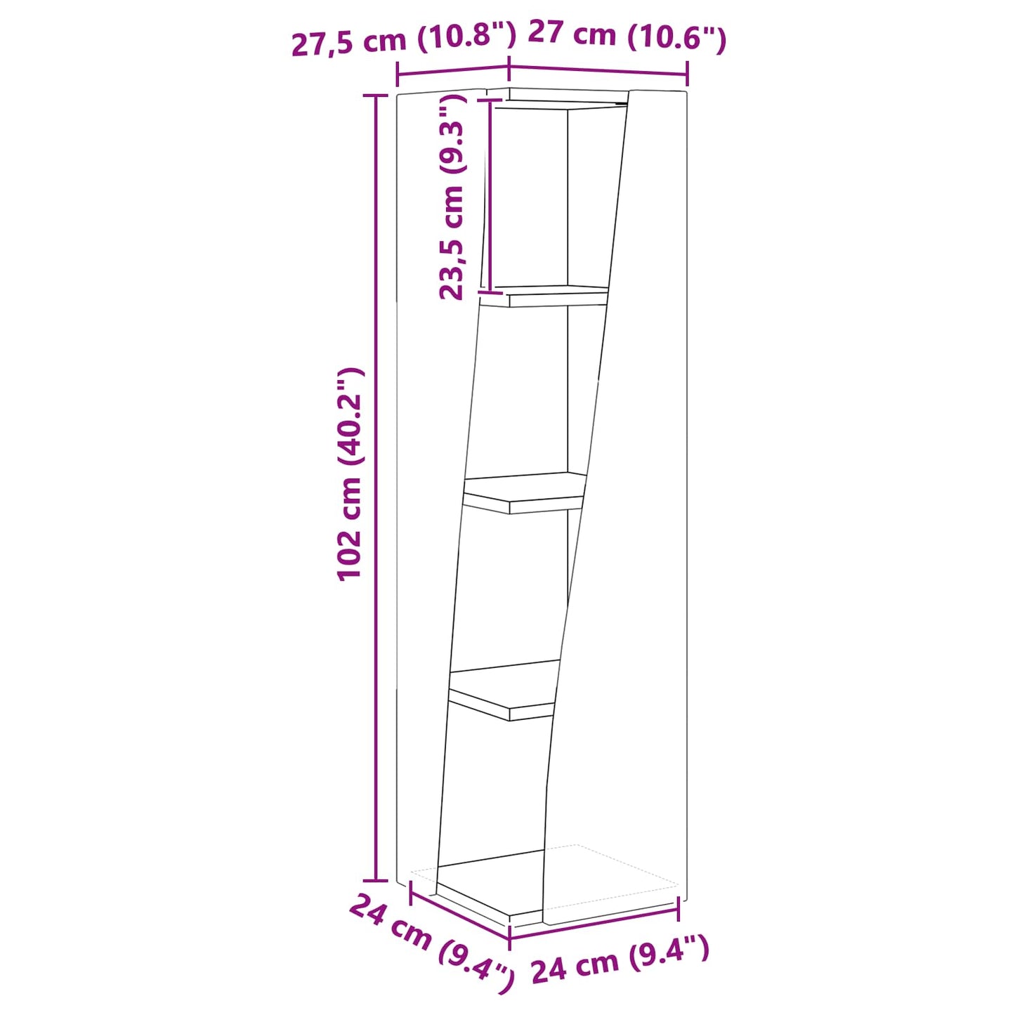 vidaXL Corner Cabinet 27.5x27x102cm Engineered Wood Artisan Oak