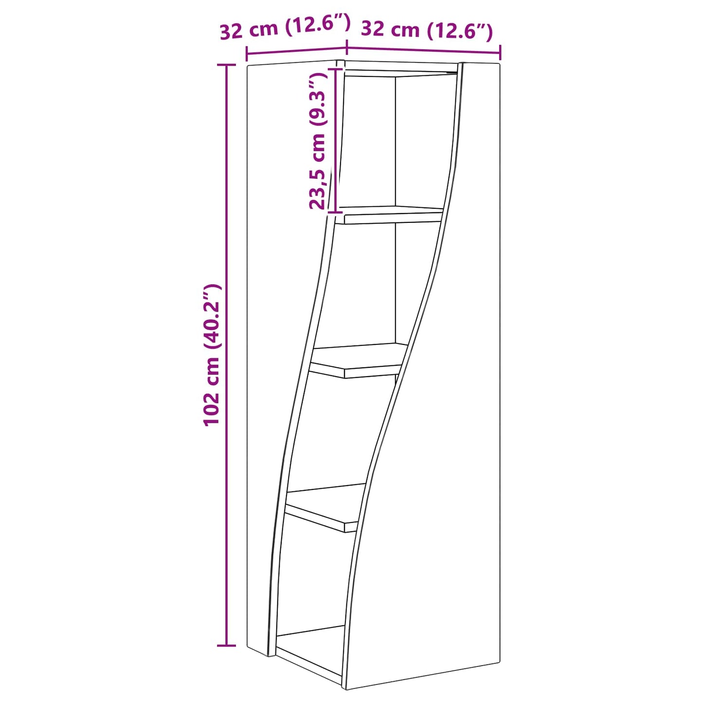 vidaXL Corner Cabinet 32x32x102cm Engineered Wood High Gloss White