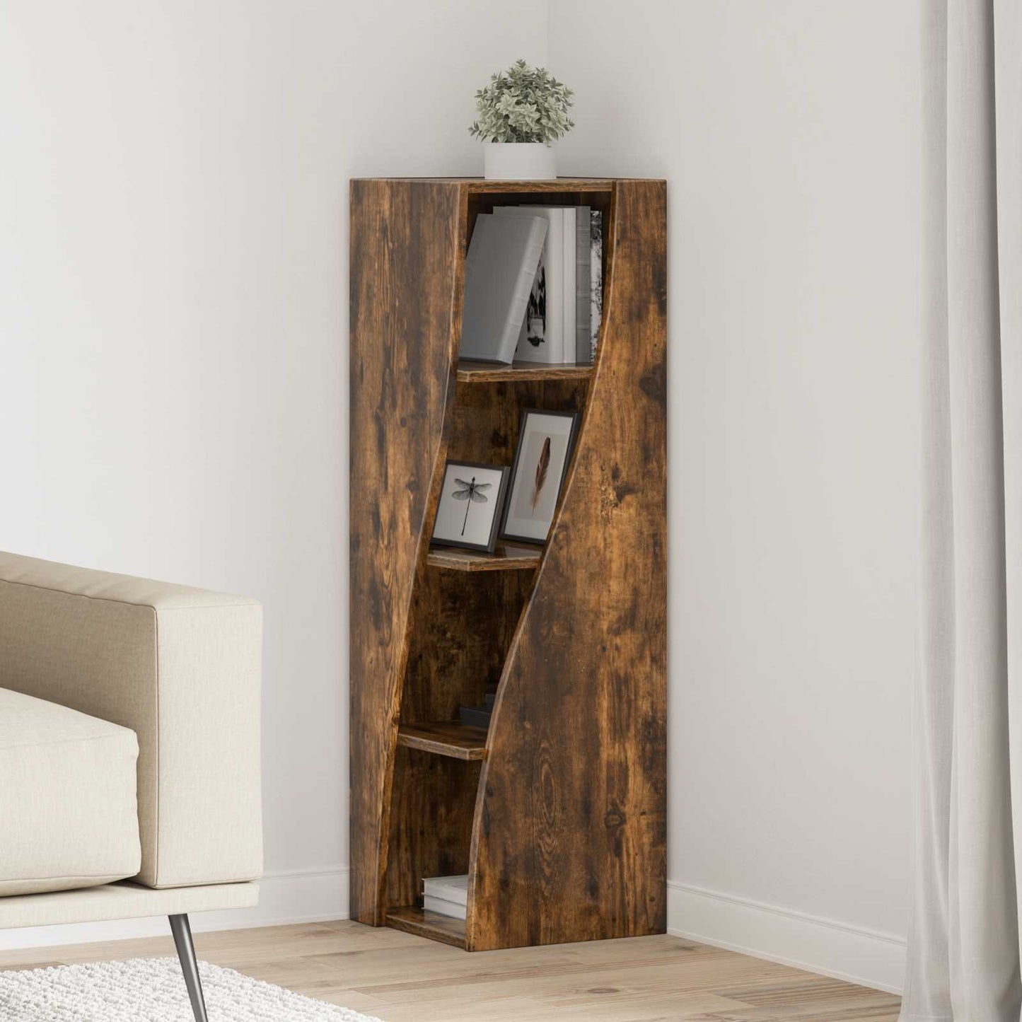 vidaXL Corner Cabinet Smoked Oak 32x32x102cm Engineered Wood
