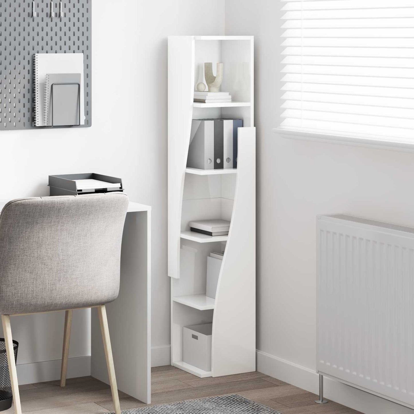 vidaXL Corner Cabinet 27.5x27x140cm Engineered Wood High Gloss White
