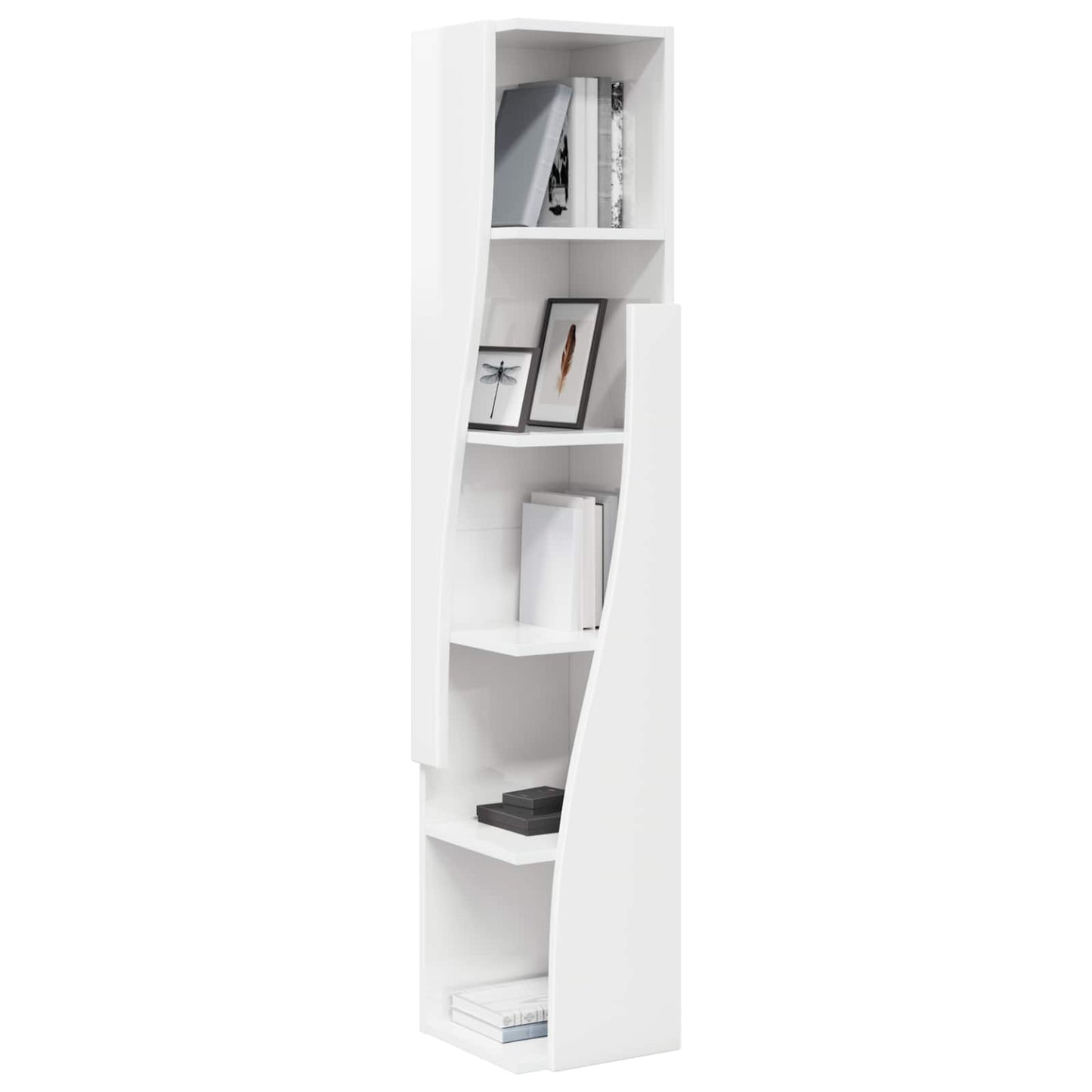 vidaXL Corner Cabinet 27.5x27x140cm Engineered Wood High Gloss White