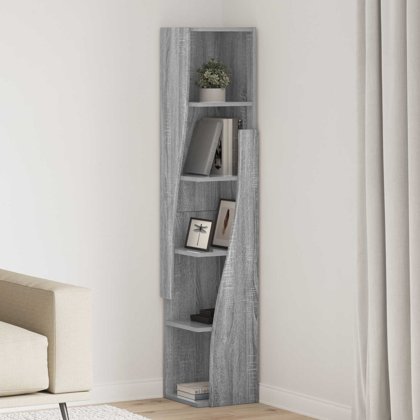 vidaXL Corner Cabinet 27.5x27x140cm Engineered Wood Grey Sonoma