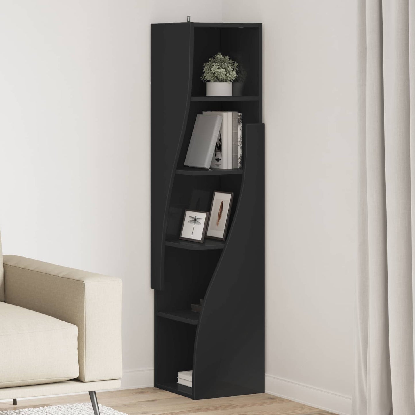 vidaXL Corner Cabinet 32x32x140cm Engineered Wood Black