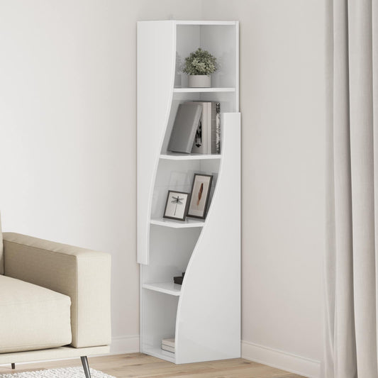 vidaXL Corner Cabinet 32x32x140cm Engineered Wood High Gloss White
