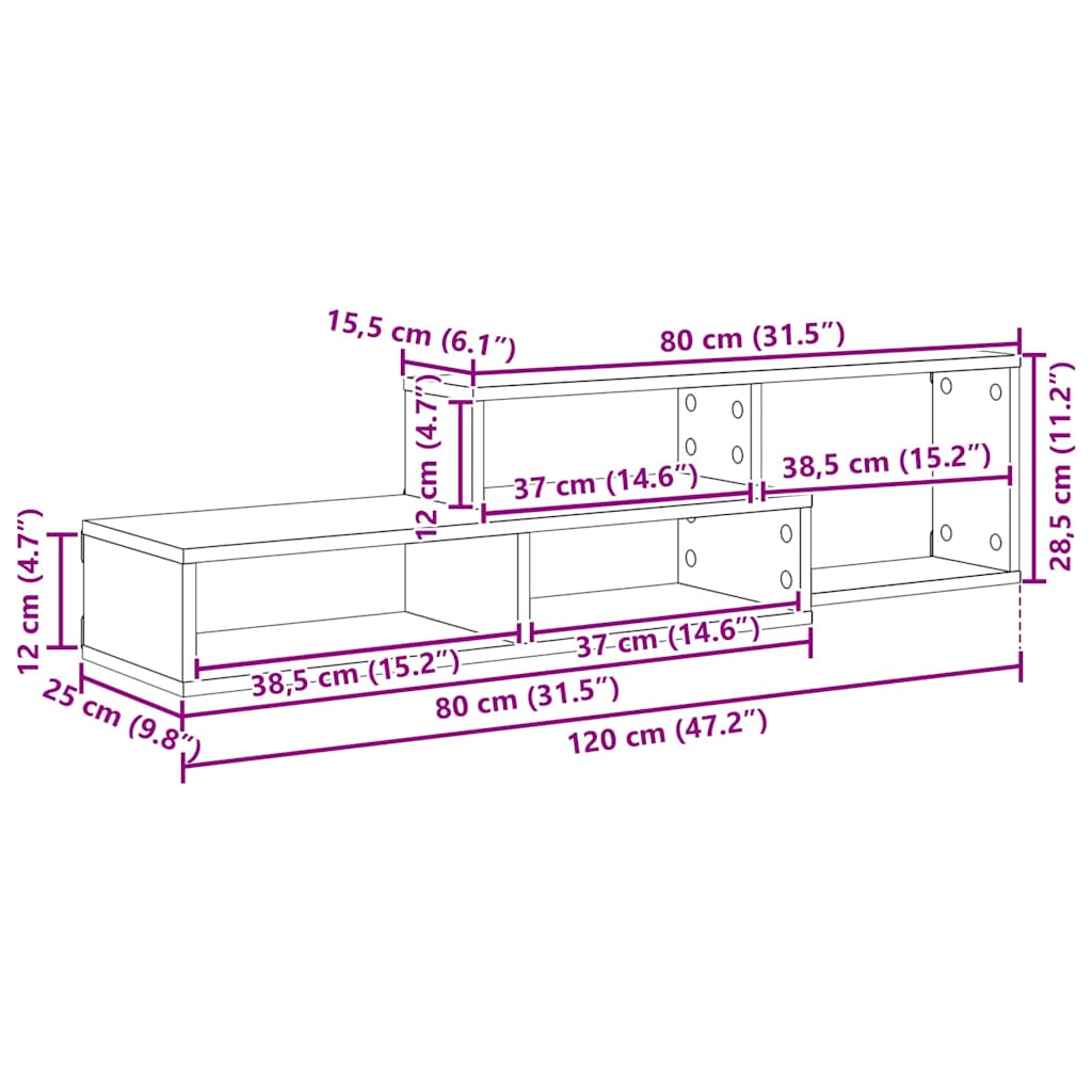 vidaXL Wall TV Stand 120 x 25 x 28.5 cm Engineered Wood