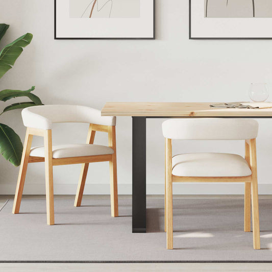 vidaXL Dining Chairs 2 pcs Natural 54 x 57 x 73 cm Solid Rubber Wood