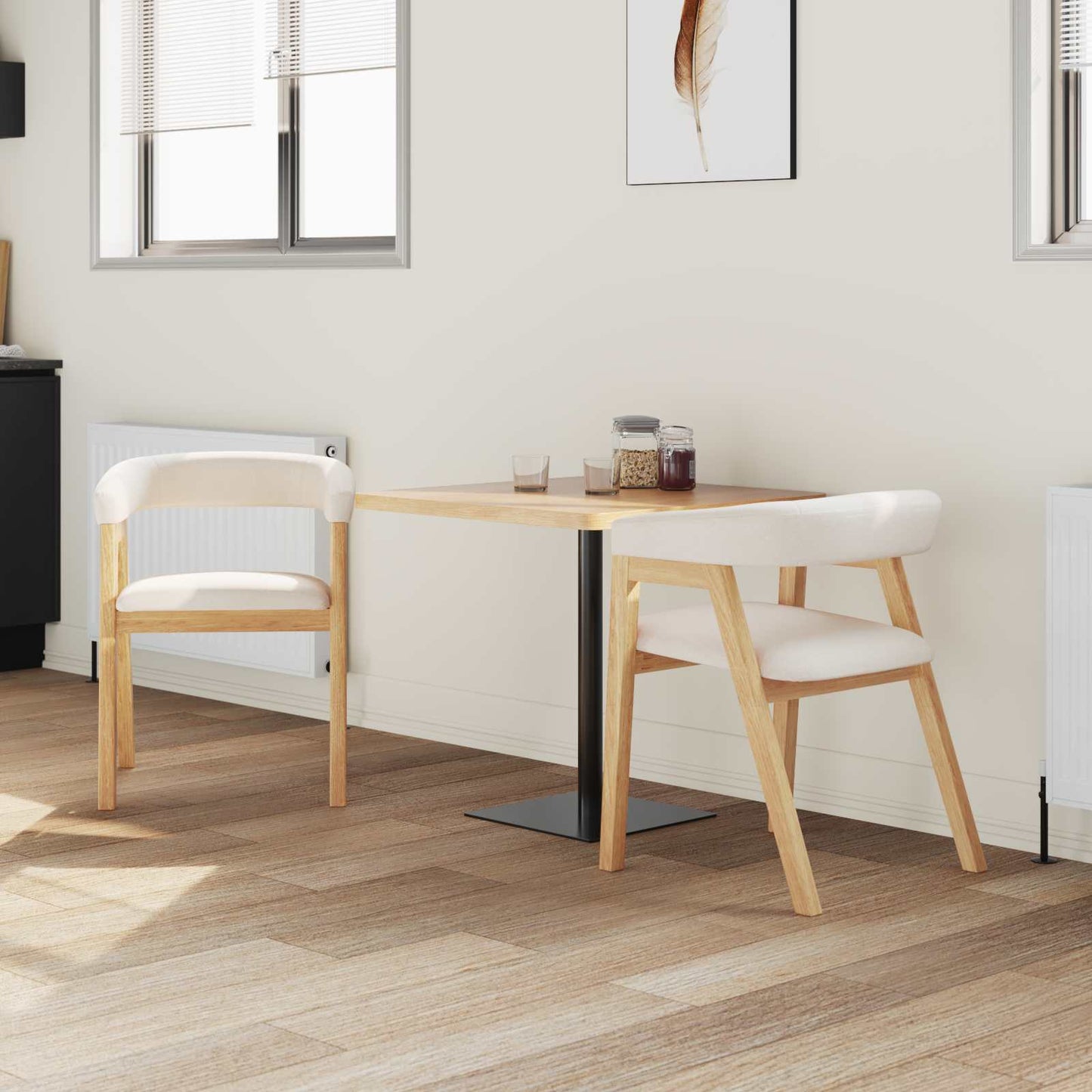 vidaXL Dining Chairs 2 pcs Natural 54 x 57 x 73 cm Solid Rubber Wood