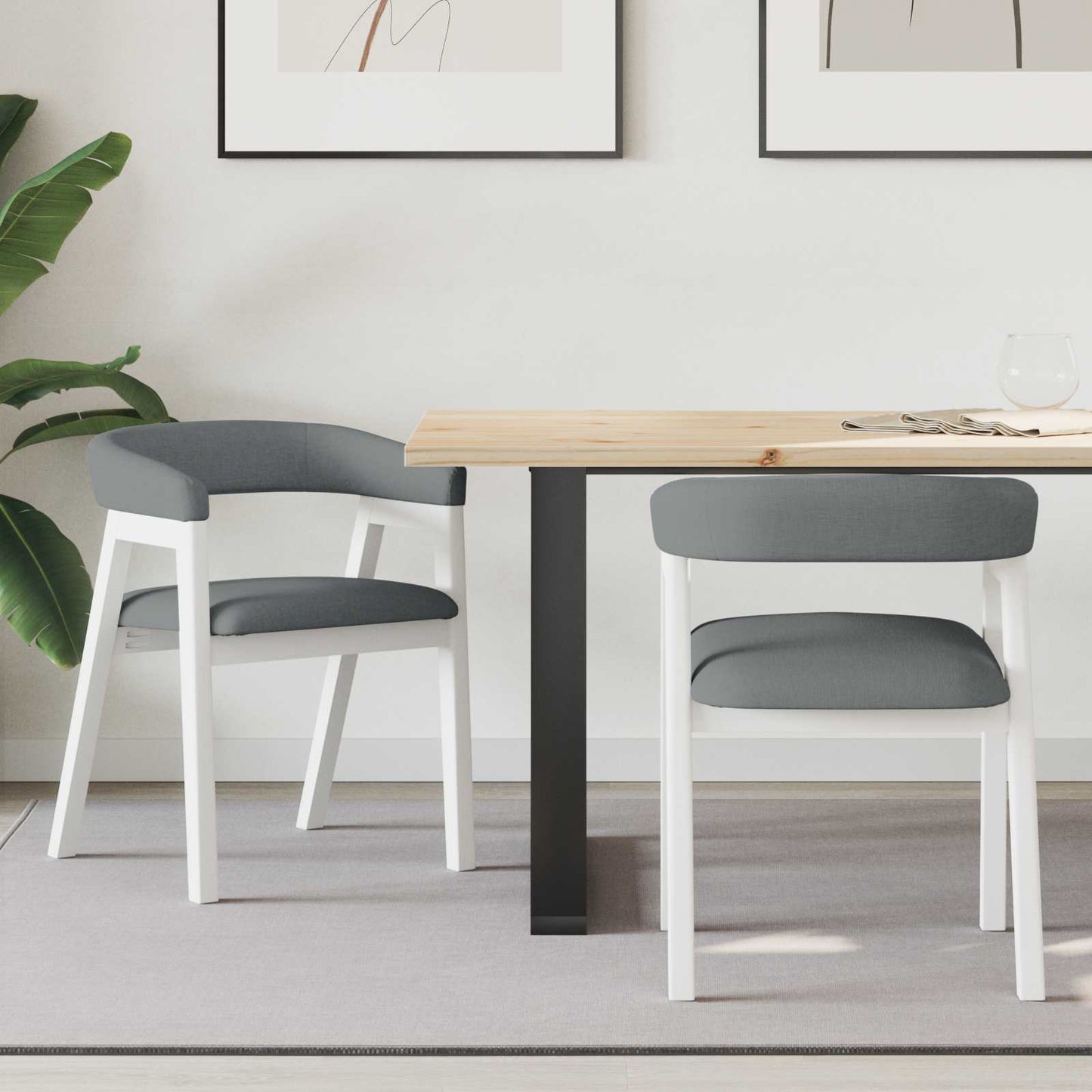 vidaXL Dining Chairs 2 pcs White 54 x 57 x 73 cm Solid Rubber Wood