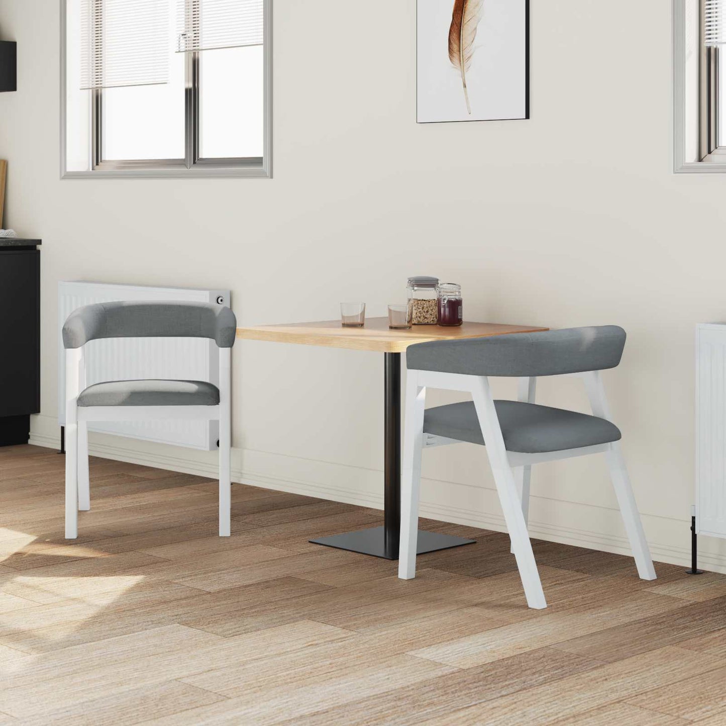 vidaXL Dining Chairs 2 pcs White 54 x 57 x 73 cm Solid Rubber Wood