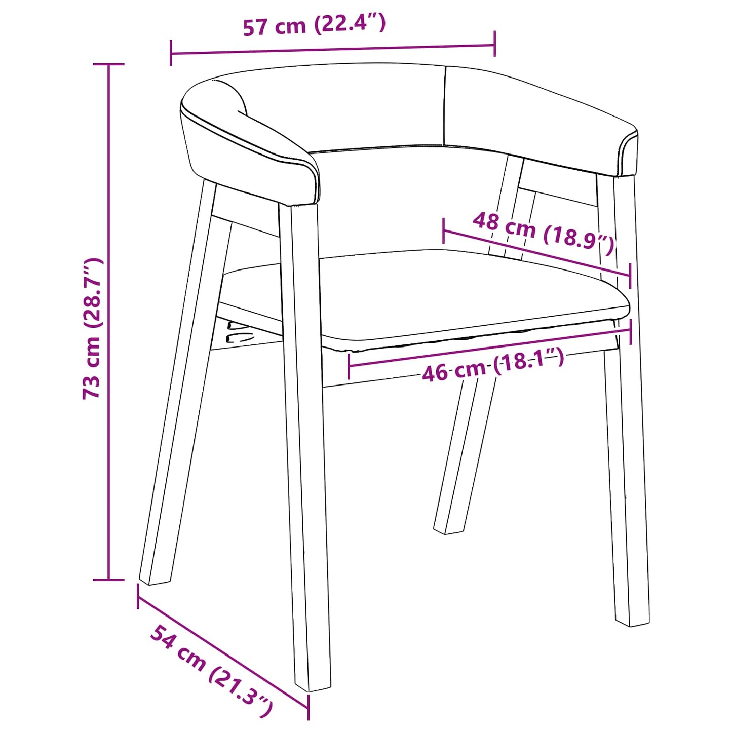 vidaXL Dining Chairs 2 pcs White 54 x 57 x 73 cm Solid Rubber Wood