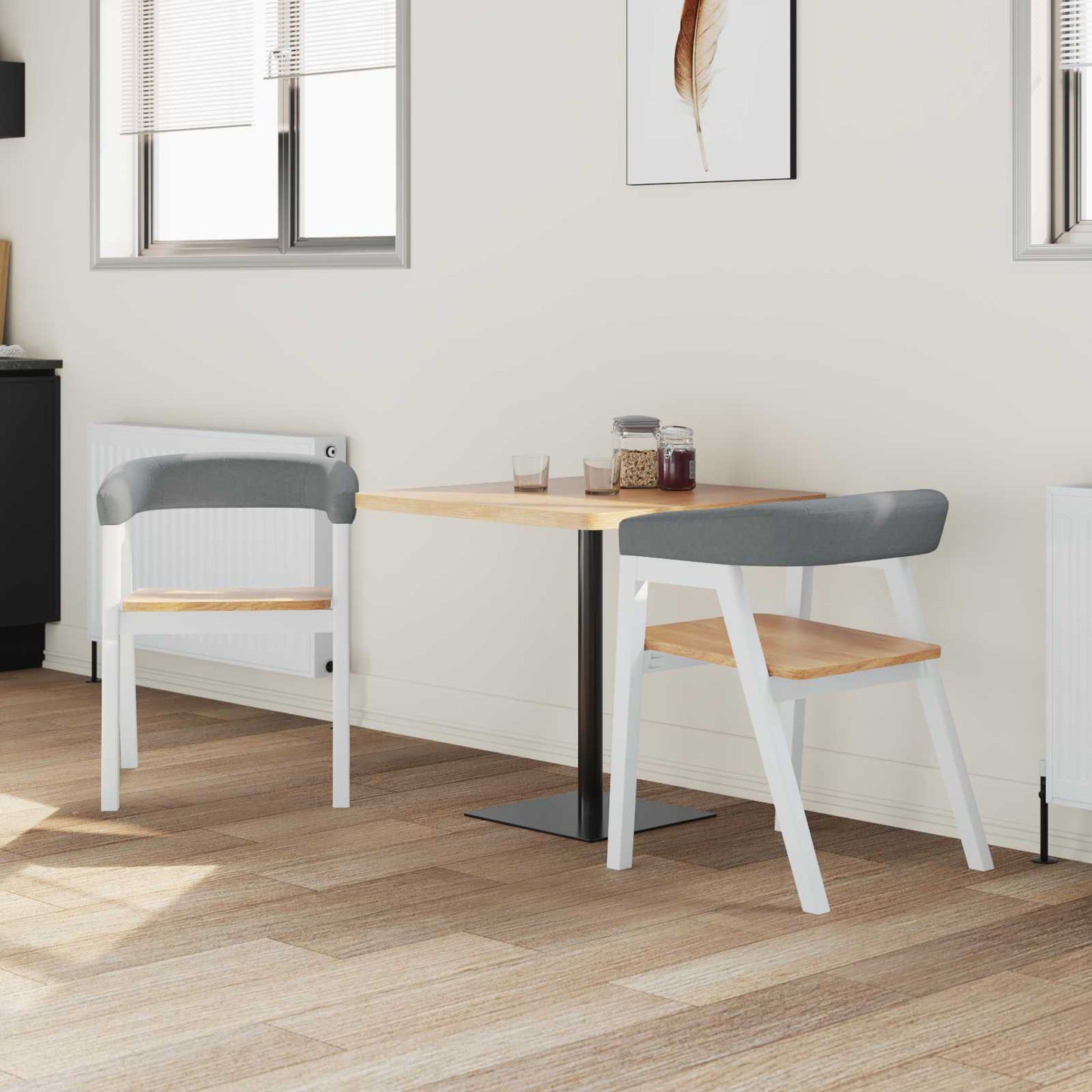 vidaXL Dining Chairs 2 pcs White 54 x 57 x 73 cm Solid Rubber Wood
