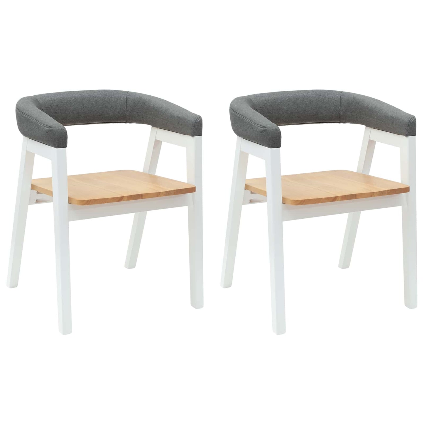 vidaXL Dining Chairs 2 pcs White 54 x 57 x 73 cm Solid Rubber Wood