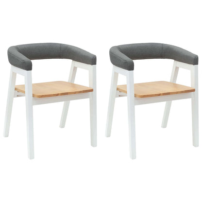 vidaXL Dining Chairs 2 pcs White 54 x 57 x 73 cm Solid Rubber Wood