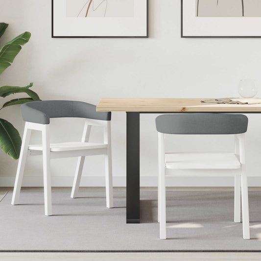 vidaXL Dining Chairs 2 pcs White 54 x 57 x 73 cm Solid Rubber Wood