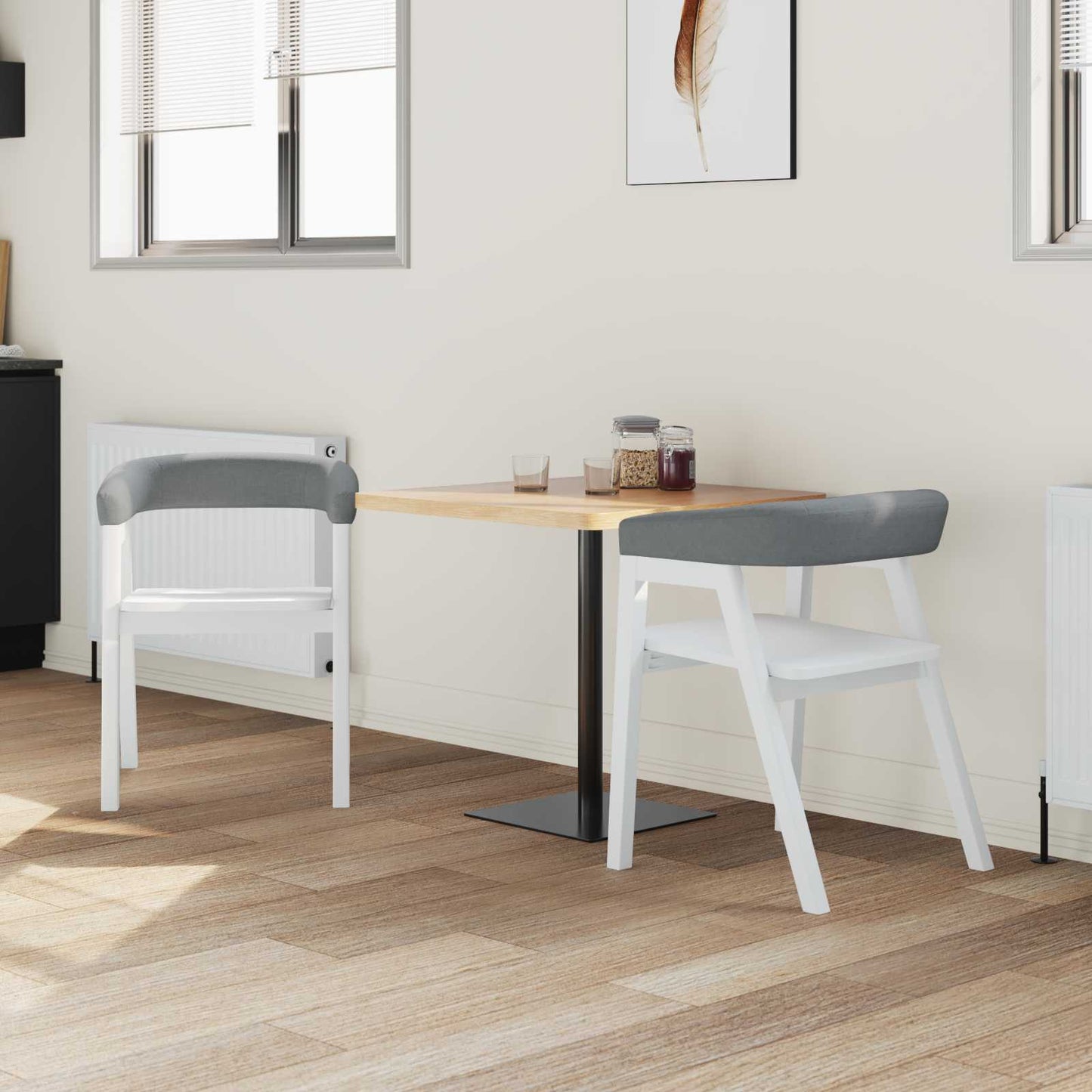 vidaXL Dining Chairs 2 pcs White 54 x 57 x 73 cm Solid Rubber Wood