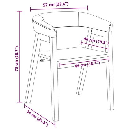 vidaXL Dining Chairs 2 pcs White 54 x 57 x 73 cm Solid Rubber Wood