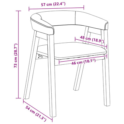 vidaXL Dining Chairs 2 pcs White 54 x 57 x 73 cm Solid Rubber Wood