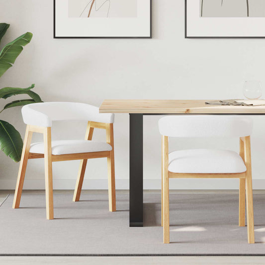 vidaXL Dining Chairs 2 pcs Natural 54 x 57 x 73 cm Solid Rubber Wood