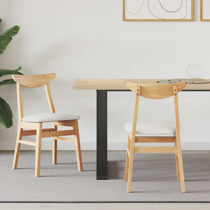 vidaXL Dining Chairs 2 pcs Natural 42 x 47.5 x 81 cm Solid Rubber Wood