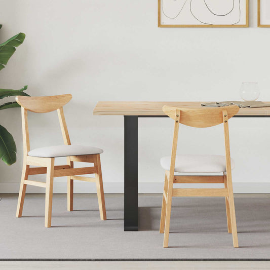 vidaXL Dining Chairs 2 pcs Natural 42 x 47.5 x 81 cm Solid Rubber Wood