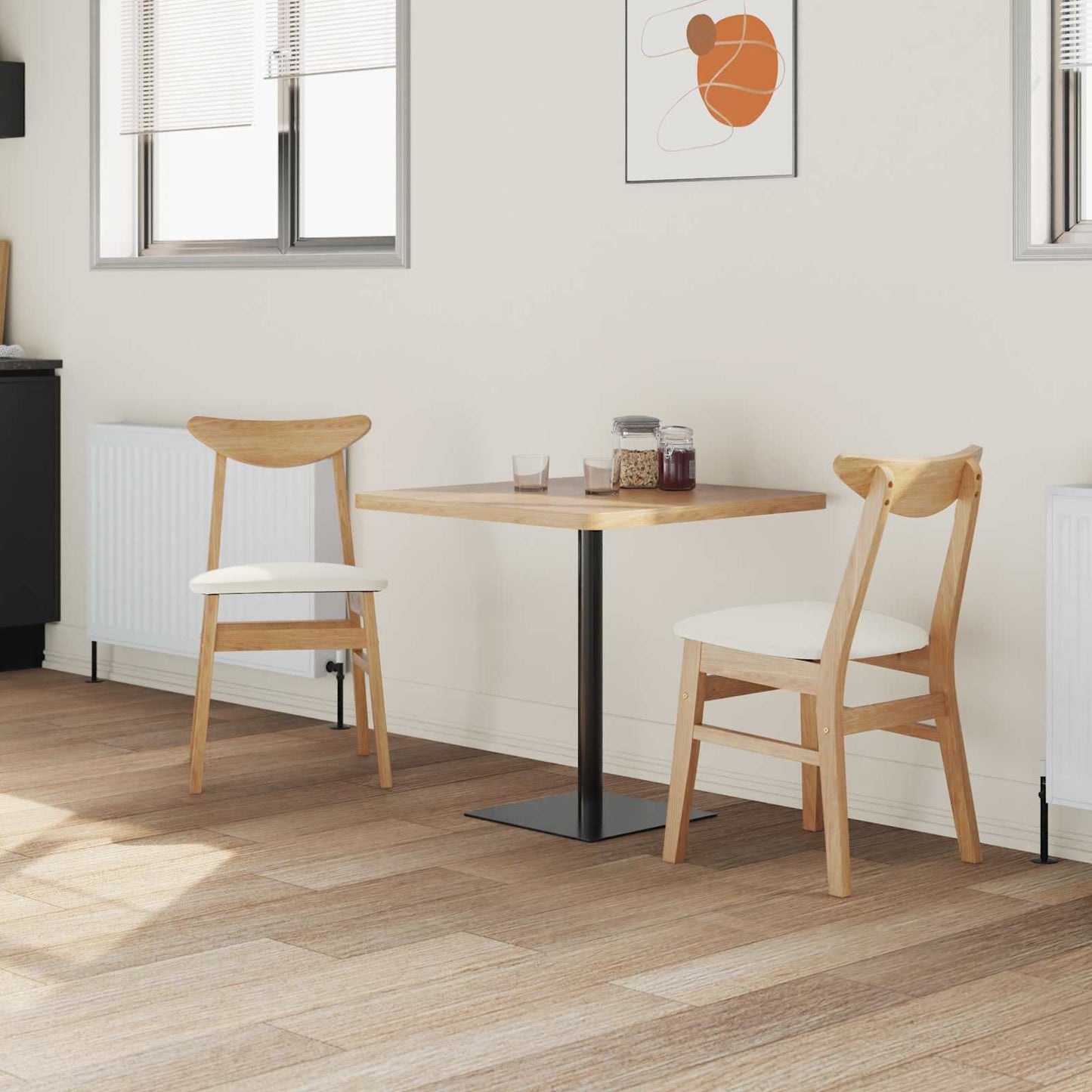 vidaXL Dining Chairs 2 pcs Natural 42 x 47.5 x 81 cm Solid Rubber Wood