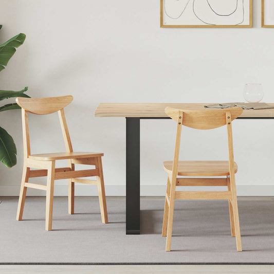 vidaXL Dining Chairs 2 pcs Natural 42 x 47.5 x 81 cm Solid Rubber Wood