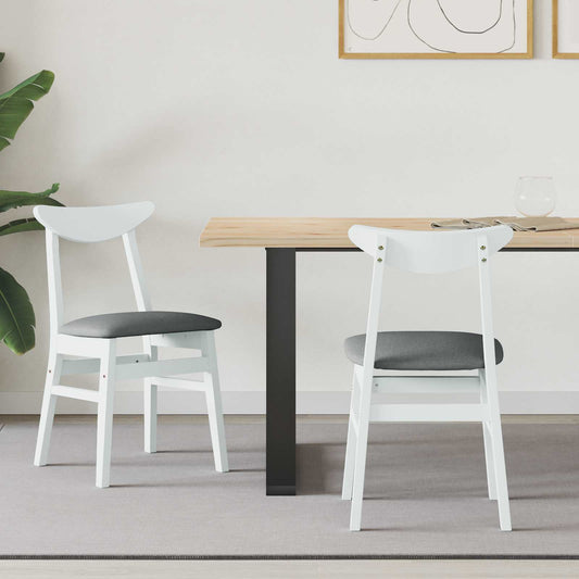 vidaXL Dining Chairs 2 pcs White 42 x 47.5 x 81 cm Solid Rubber Wood
