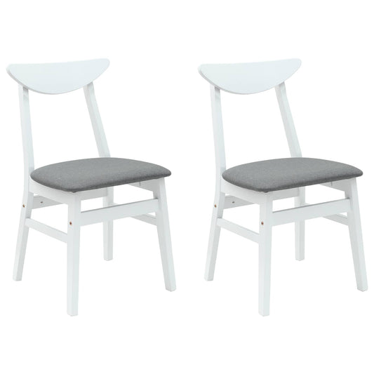 vidaXL Dining Chairs 2 pcs White 42 x 47.5 x 81 cm Solid Rubber Wood