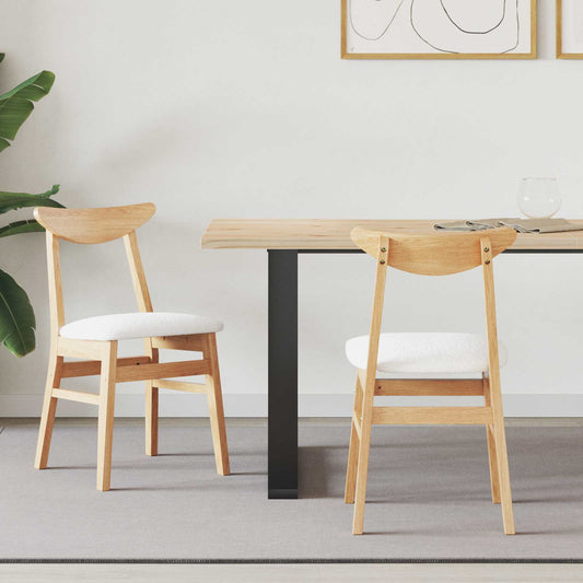 vidaXL Dining Chairs 2 pcs Natural 42 x 47.5 x 81 cm Solid Rubber Wood