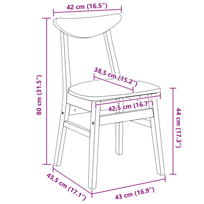 vidaXL Dining Chairs 2 pcs Natural 42 x 47.5 x 81 cm Solid Rubber Wood