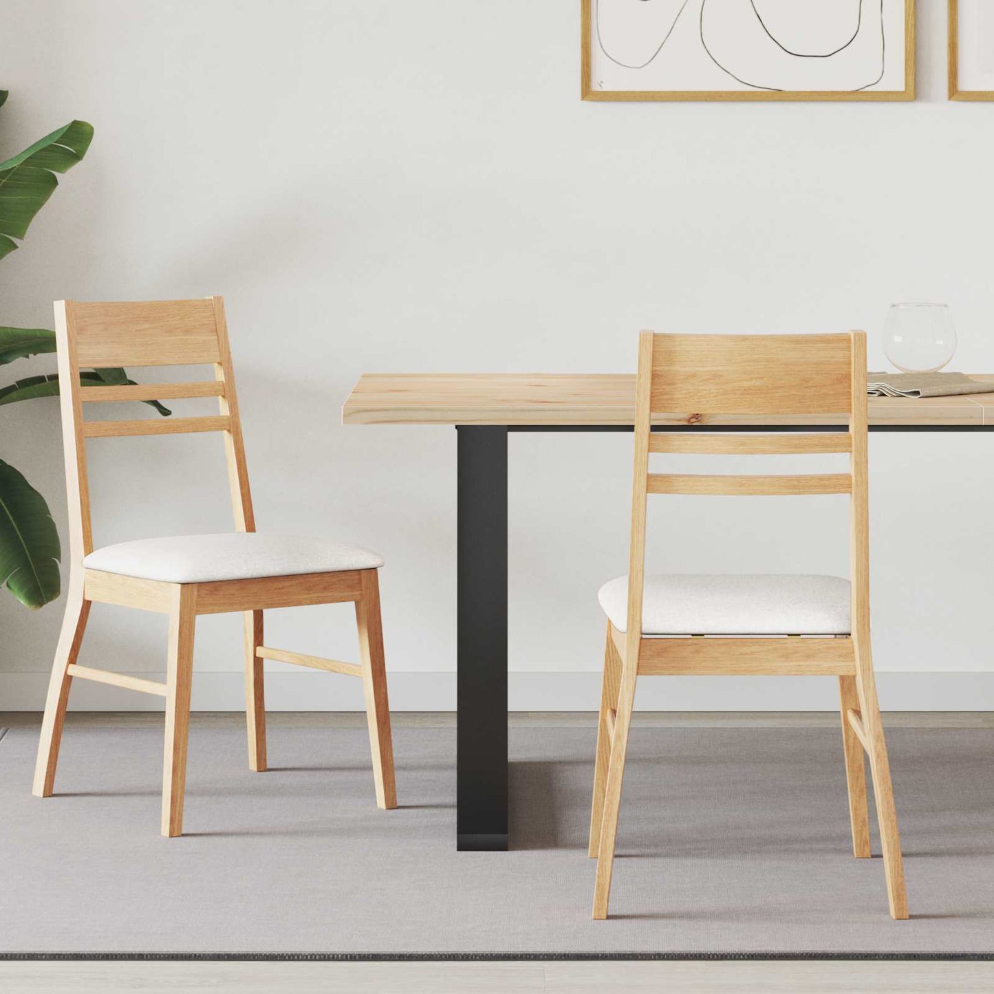 vidaXL Dining Chairs 2 pcs Natural 43 x 54 x 89 cm Solid Rubber Wood