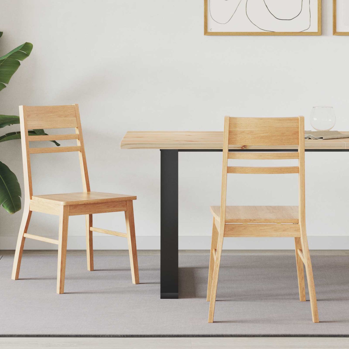 vidaXL Dining Chairs 2 pcs Natural 43 x 54 x 89 cm Solid Rubber Wood