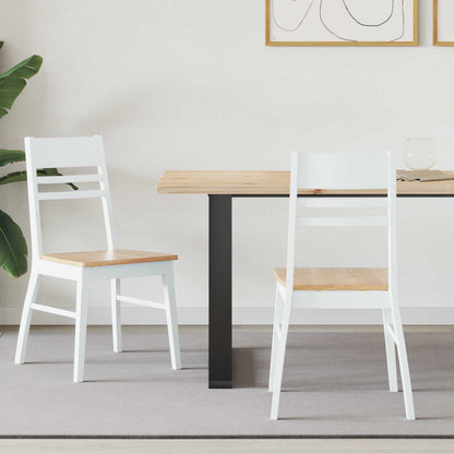 vidaXL Dining Chairs 2 pcs White 43 x 54 x 89 cm Solid Rubber Wood
